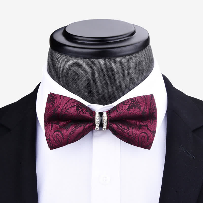 Herren Fliege mit Blumen Paisley, Streifen und Strass