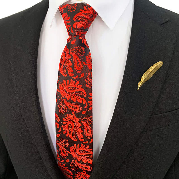 Lila-Rote Florale Reißverschluss-Krawatte mit Paisley-Muster für Herren