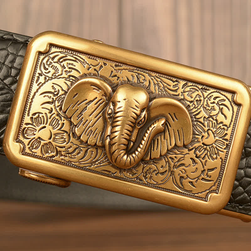 Herren Punk Elefant Alligator Muster Ledergürtel