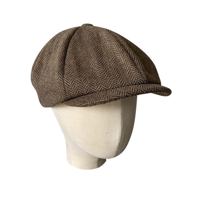 Kaffee Fein Herringbone Achteck Barett Kappe - image 1