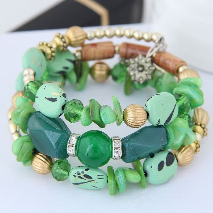 Vintage-Armband im böhmischen Stil mit mehrlagigen türkisfarbenen Achat-Kristallperlen - Grün - image 14
