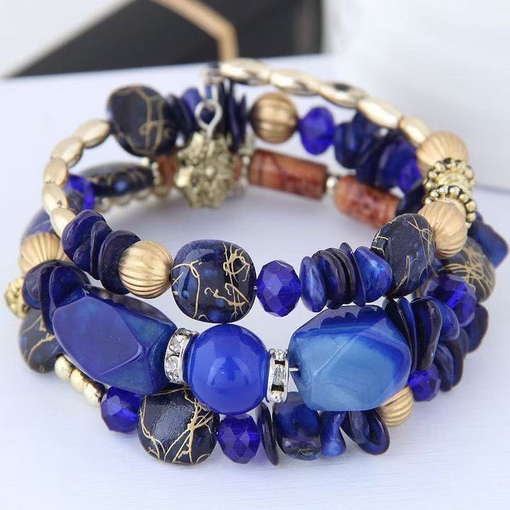 Vintage-Armband im böhmischen Stil mit mehrlagigen türkisfarbenen Achat-Kristallperlen - Blau - image 8