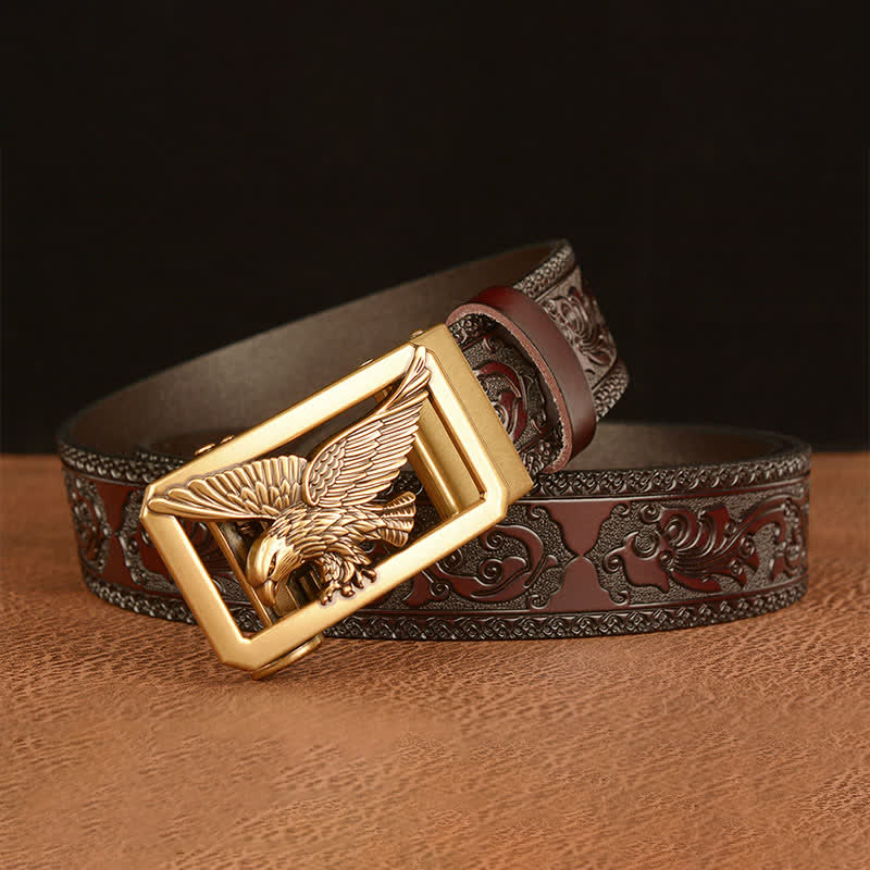 Herren Vintage Gürtel mit Adler Schnalle aus Leder