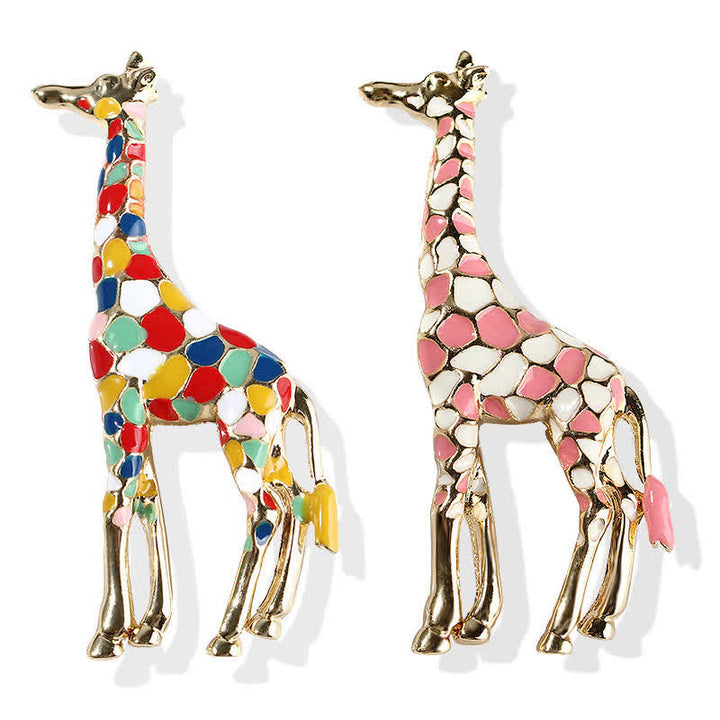 Damen Cartoon Glänzende Emaille Giraffenbrosche