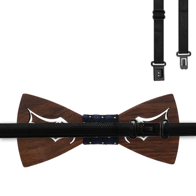 3-teiliges Set, Herren Fliegen aus Holz mit Dämonenflügeln