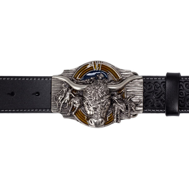 Herrengürtel aus Leder mit Longhorn-Bull-Prägung - image 3