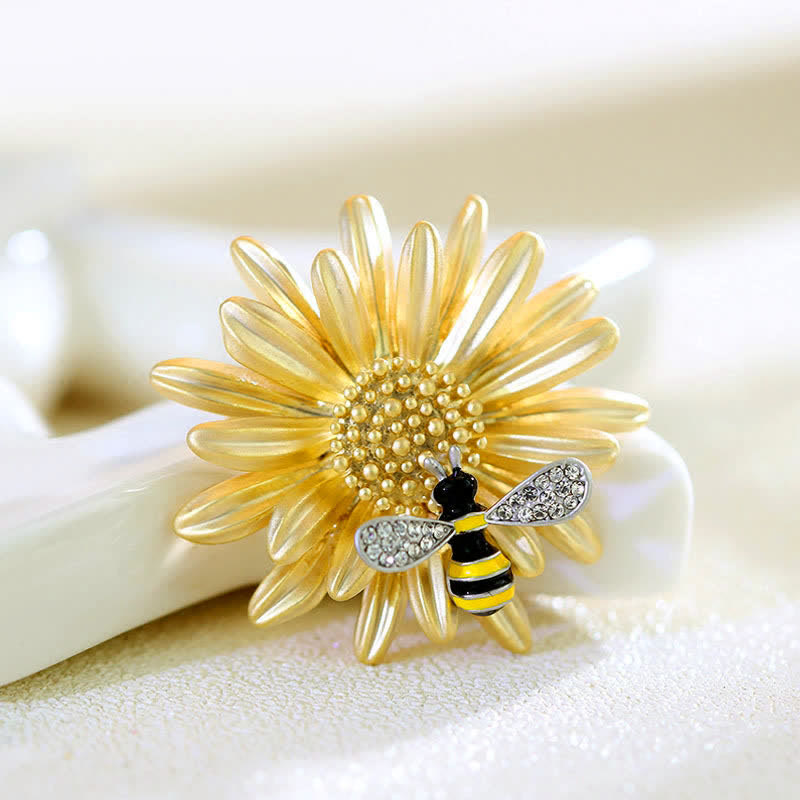 Damen Süße Sonnenblume Biene Brosche
