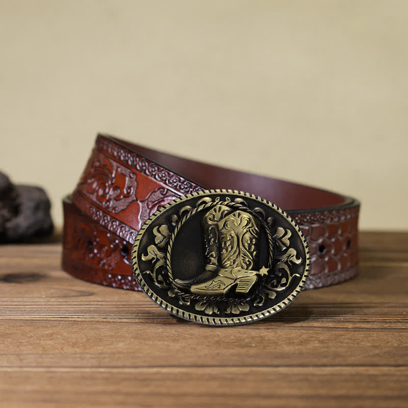 DIY Cowboy Stiefel Ledergürtel für Herren mit Schnalle