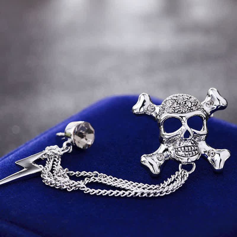 Männer Gotik Schädel Blitz Kettenbrosche