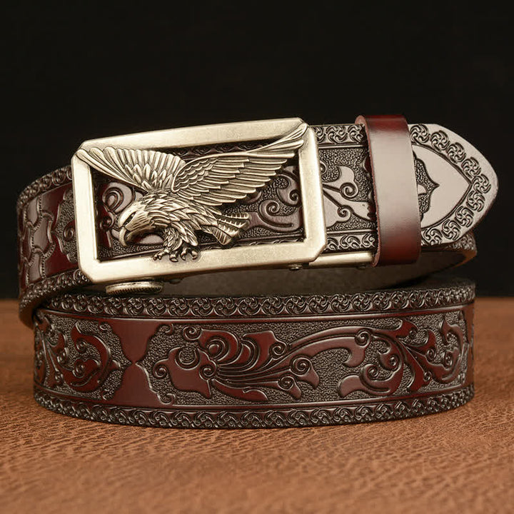 Herren Vintage Gürtel mit Adler Schnalle aus Leder