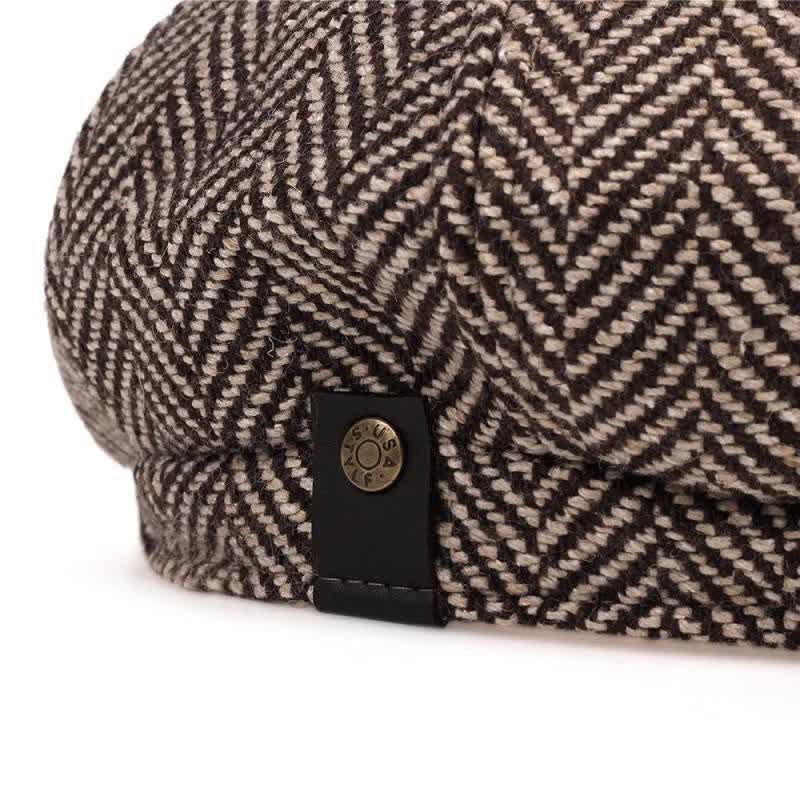 Peaky Hat Fischgrätenmuster Achteckige Baskenmütze - image 4