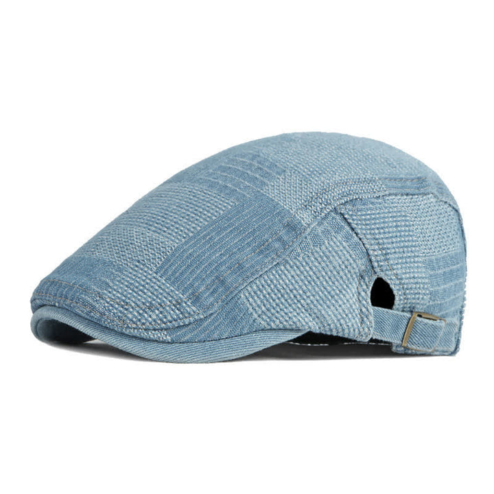 Persönlichkeit Maler Gewaschener Jeans Barett Flachkappe - Hellblau - Einstellbar (ca. 21 5/8"-23 5/8") - image 11