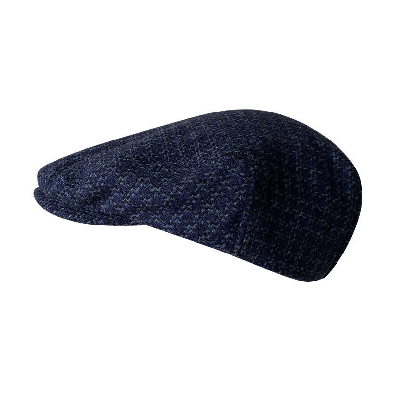 Marineblauer Karo Herbst Winter Barett Mütze