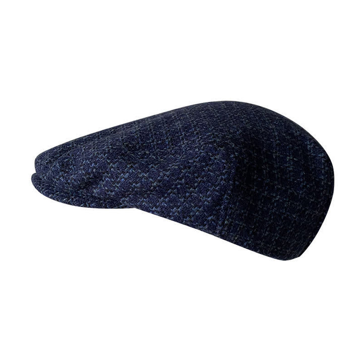 Marineblauer Karo Herbst Winter Barett Mütze