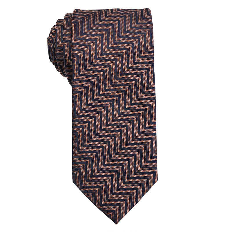 Herrenkrawatte der Serie Coffee Brown mit Mikro-Karomuster - Fischgrätmuster - image 2