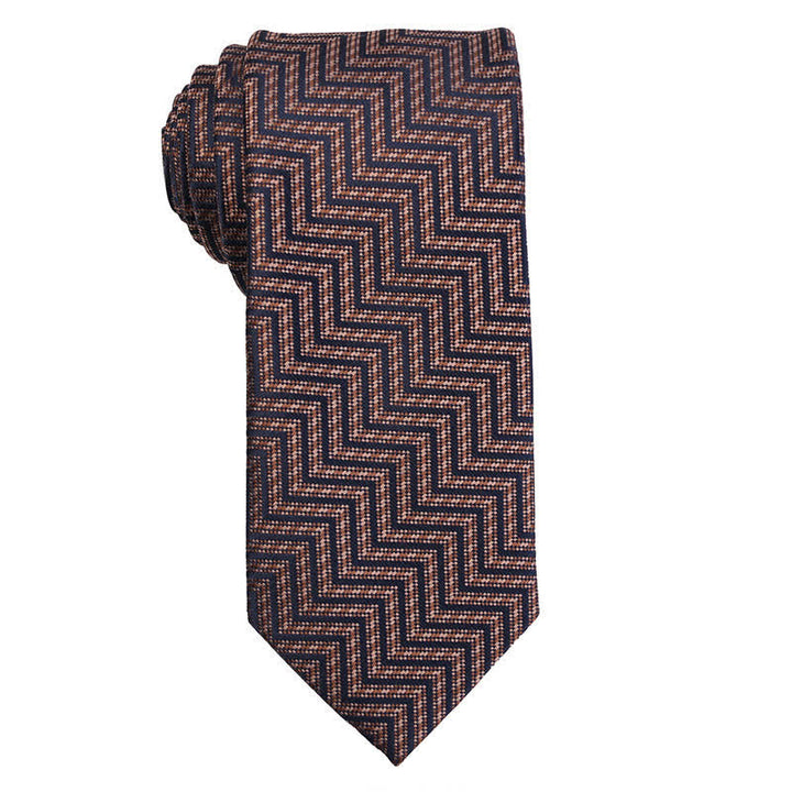 Herrenkrawatte der Serie Coffee Brown mit Mikro-Karomuster - Fischgrätmuster - image 2