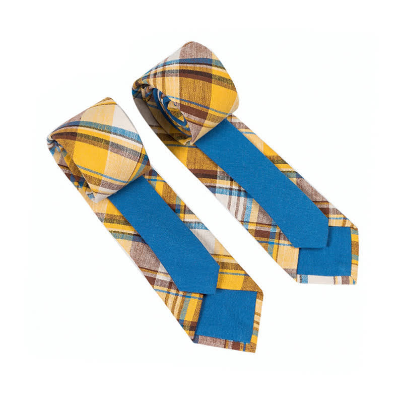 Herren Neuartiger Karo-Blumen-Patchwork-Krawatte - Goldrute Kariert - image 32