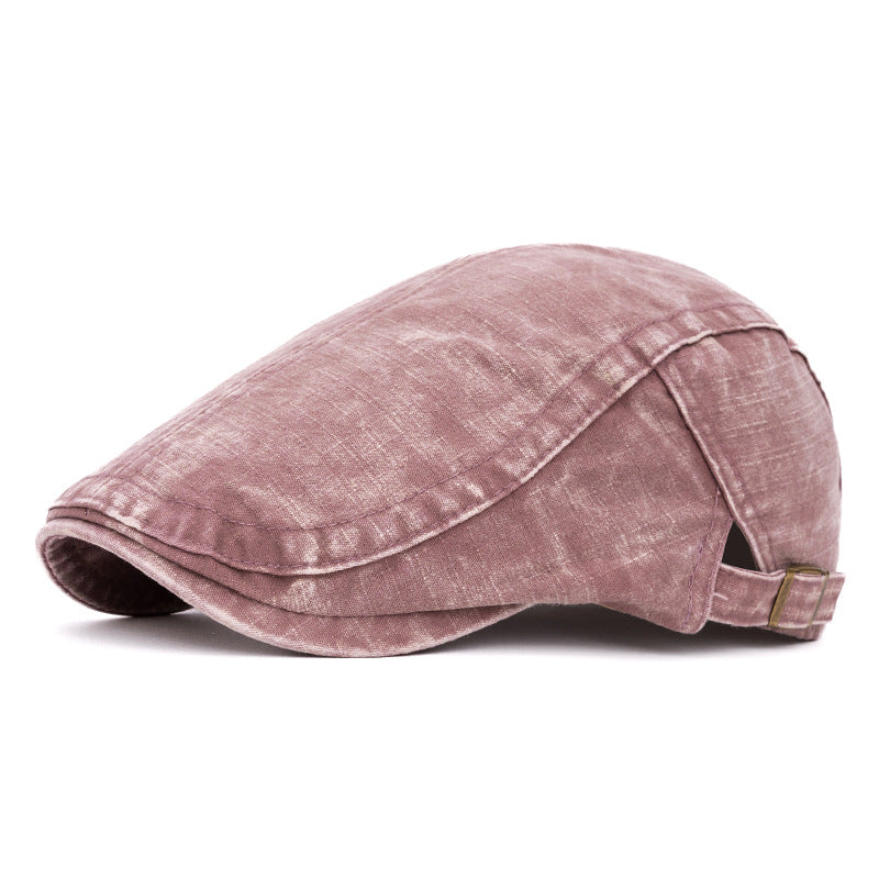 Baskenmütze aus reiner Baumwolle im gewaschenen britischen Stil für Frühling und Sommer - Rosa - Einstellbar (22"-24") - image 11