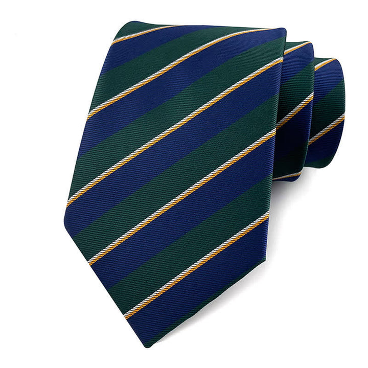 Traditionelle Repp-Gestreifte Bürokrawatte für Herren - Marineblau & Grün - image 17