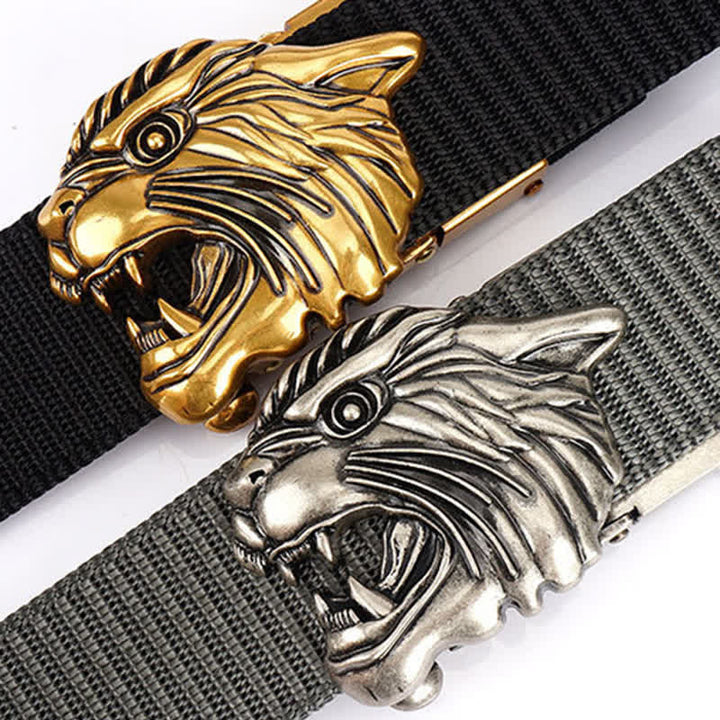Nylon-Gürtel mit brüllendem Tigerkopf für Männer