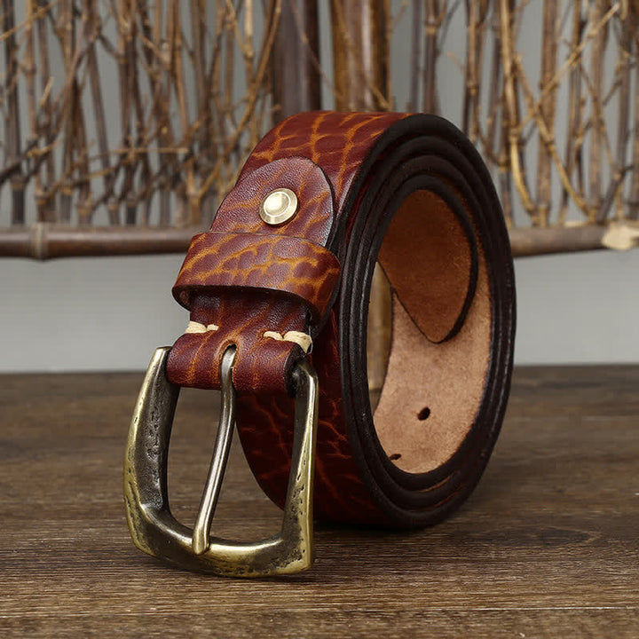 Herren-Retro-Ledergürtel mit Yak-Haut-Muster