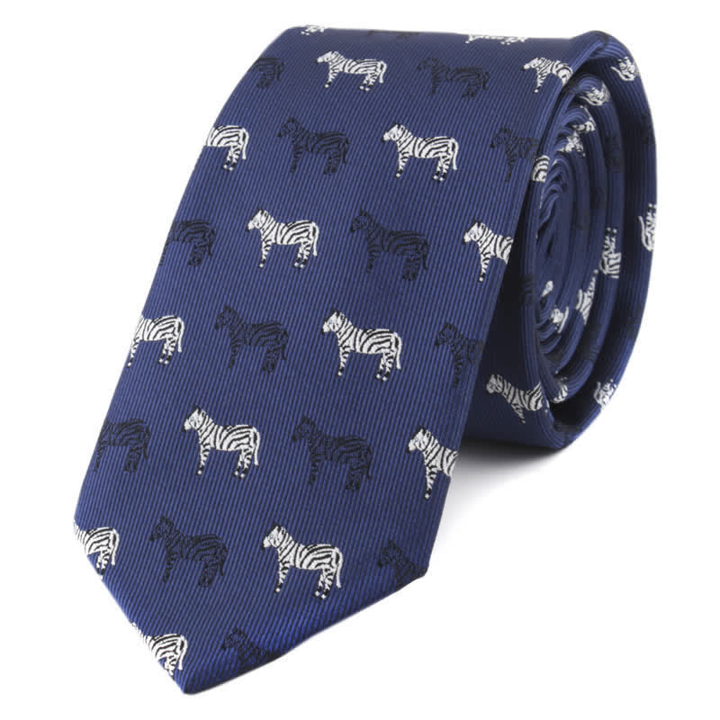Herren-Krawatte mit Tier-Poker-Motiven - Marineblaues Zebra - image 4