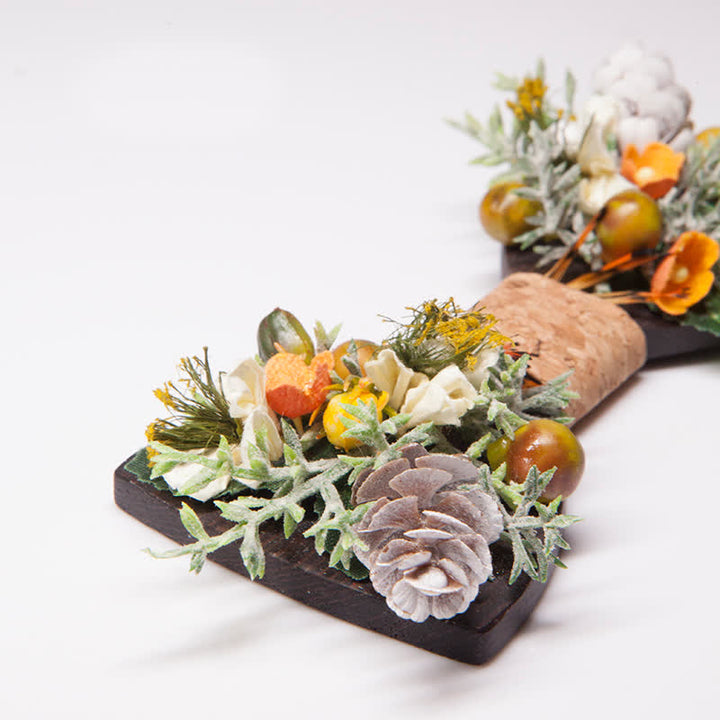 Vintage Waldblumenstrauß Holzfliege für Herren