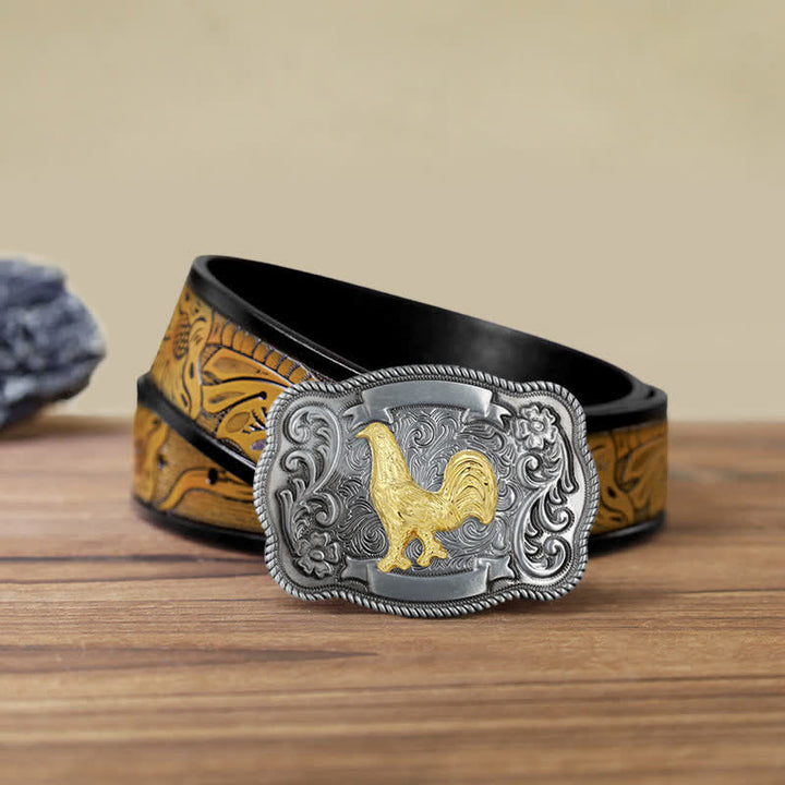Herren DIY Ledergürtel mit goldener Tierschnalle