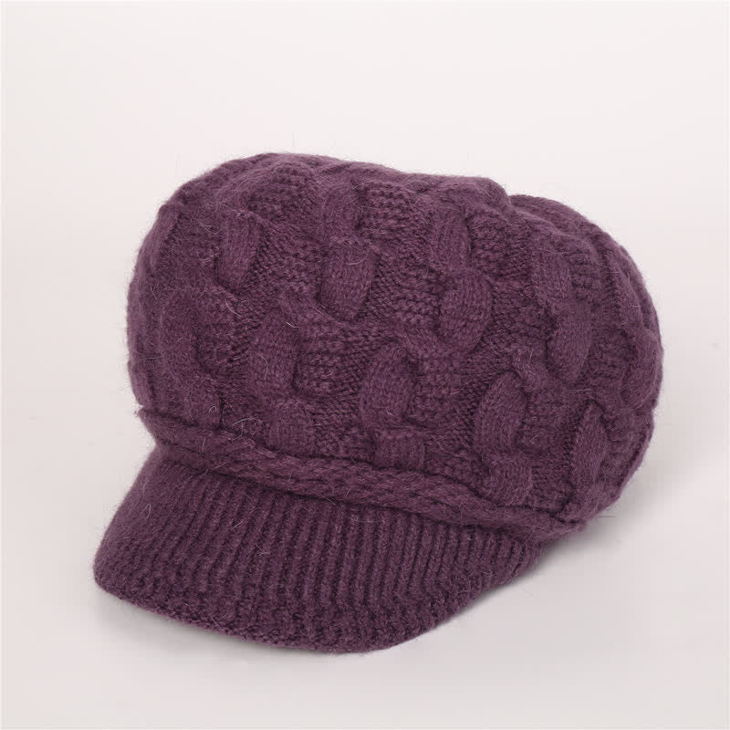 Damen Beanie-Hut mit lockerem flauschigem Futter und Schirm