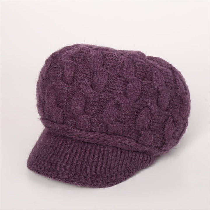 Damen Beanie-Hut mit lockerem flauschigem Futter und Schirm