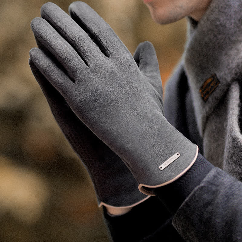 Thermo-Veloursleder-Split-Finger-Handschuhe