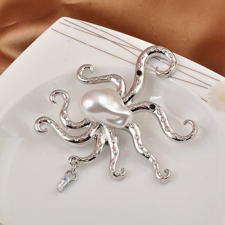 Unisex Tropic Octopus Große Perlenbrosche