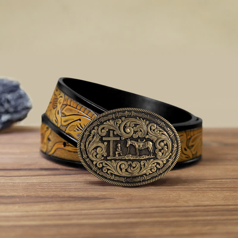DIY Gebets Cowboy oval Schnallengürtel für Herren