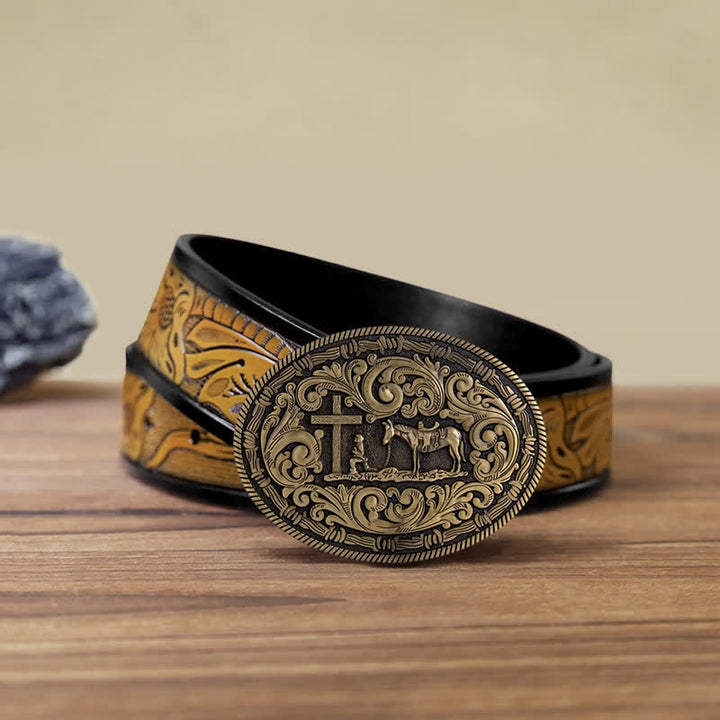 DIY Gebets Cowboy oval Schnallengürtel für Herren