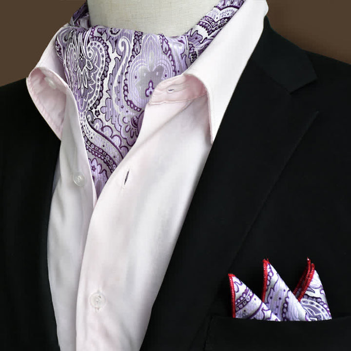 2er Set Luxus-Lavendel Floral Paisley Einstecktuch und Krawattenschal