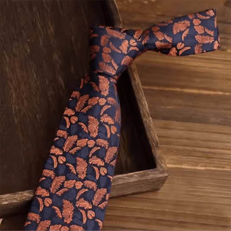 Herrenkrawatte mit orange-blauen Federdruck - image 1