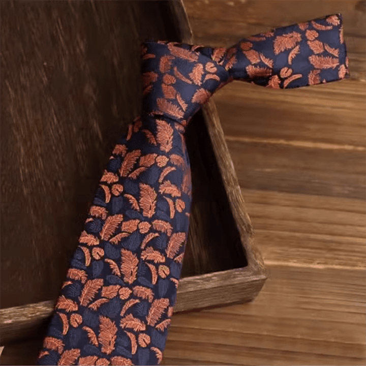 Herrenkrawatte mit orange-blauen Federdruck - image 1