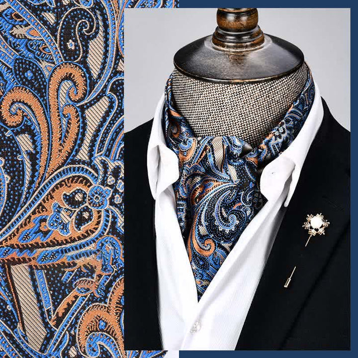 Stahlblau Moderne Herrenpracht Florale Ascot Paisley Krawatte