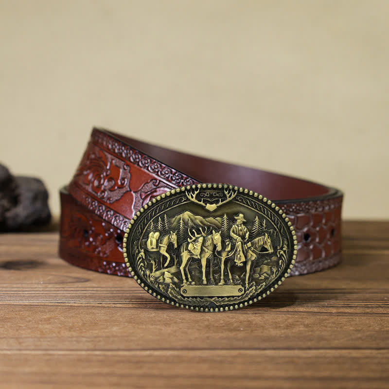 Herren DIY Cowboy Ritter Führt Pferd Schnalle Ledergürtel