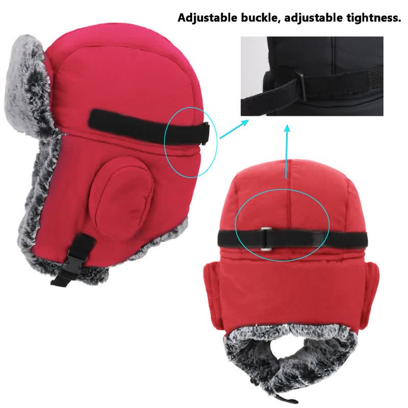 Unisex Outdoor Aviator Cap Kunstfell Trapper Hut Set