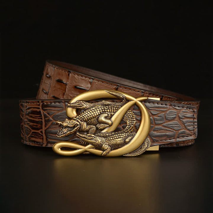 Herren Krokodilschnalle Alligator-Muster Ledergürtel