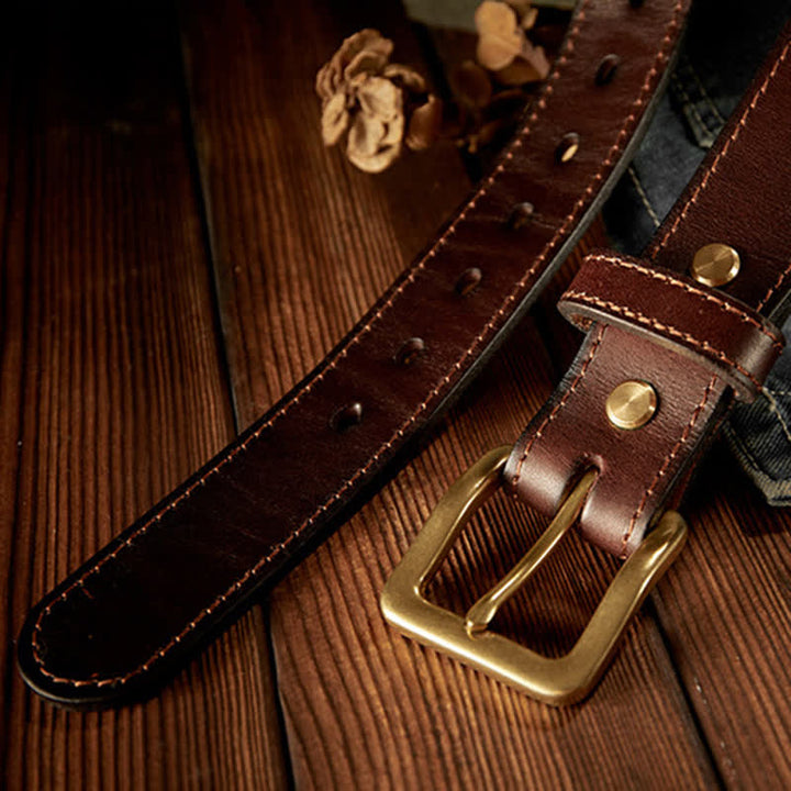 Herren-Ledergürtel im Vintage-Stil mit einfacher Dornschließe