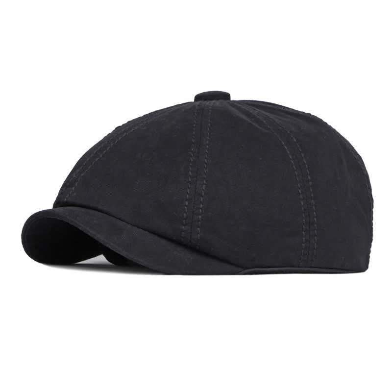 Lässige einfarbige Baumwoll-Tagesbarettkappe - Schwarz - Verstellbar (etwa 21 5/8"-23 5/8") - image 10