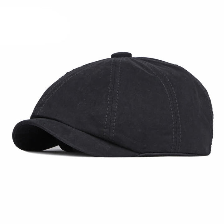 Lässige einfarbige Baumwoll-Tagesbarettkappe - Schwarz - Verstellbar (etwa 21 5/8"-23 5/8") - image 10