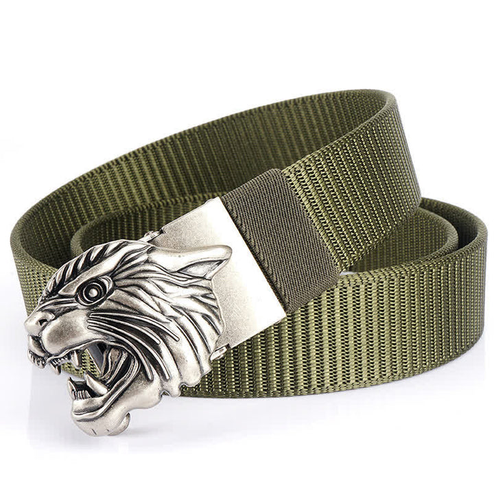 Nylon-Gürtel mit brüllendem Tigerkopf für Männer