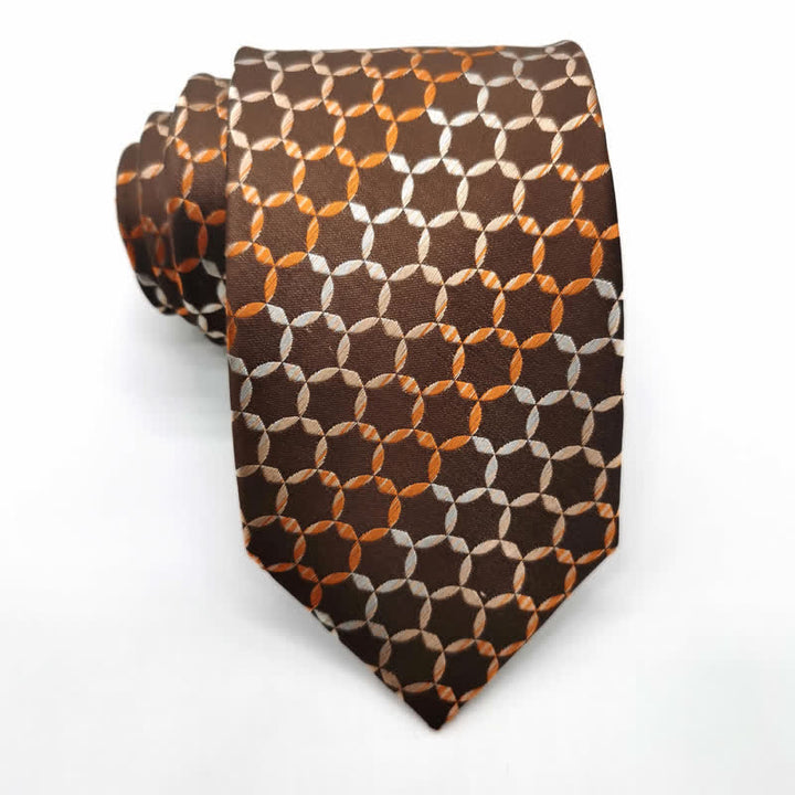 Herren Krawatte aus reiner Seide mit gestreiftem Hexagon-Muster