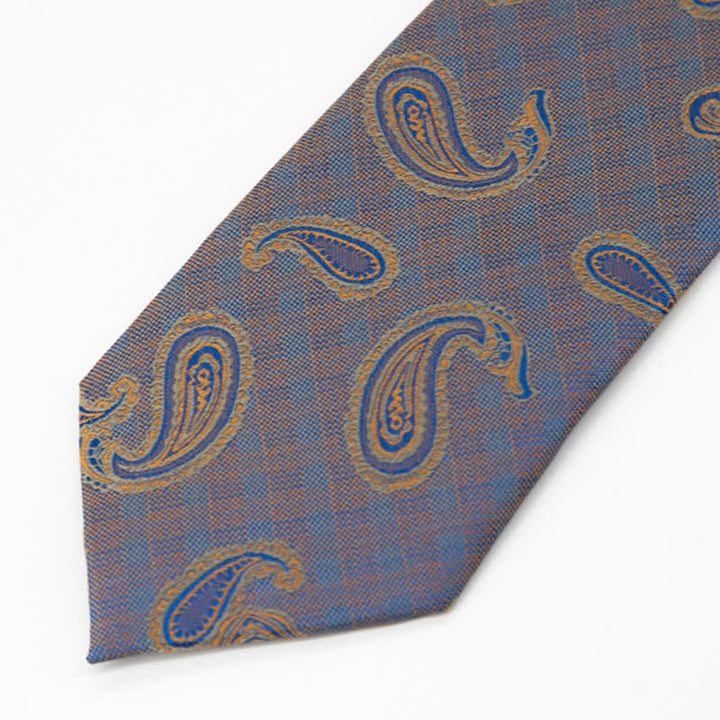 Herren Kaleidoskop Blau & Gold Paisley-Krawatte