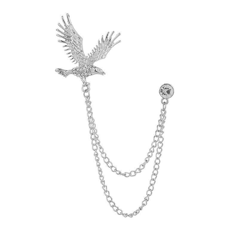 Herren-Brosche mit funkelndem Adler-Motiv und Strasssteinen