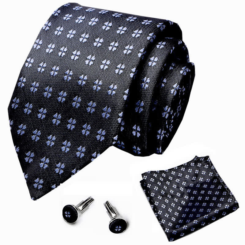 3er-Set Herren Glücksklee-Krawatten in Schwarz &amp; Blau 