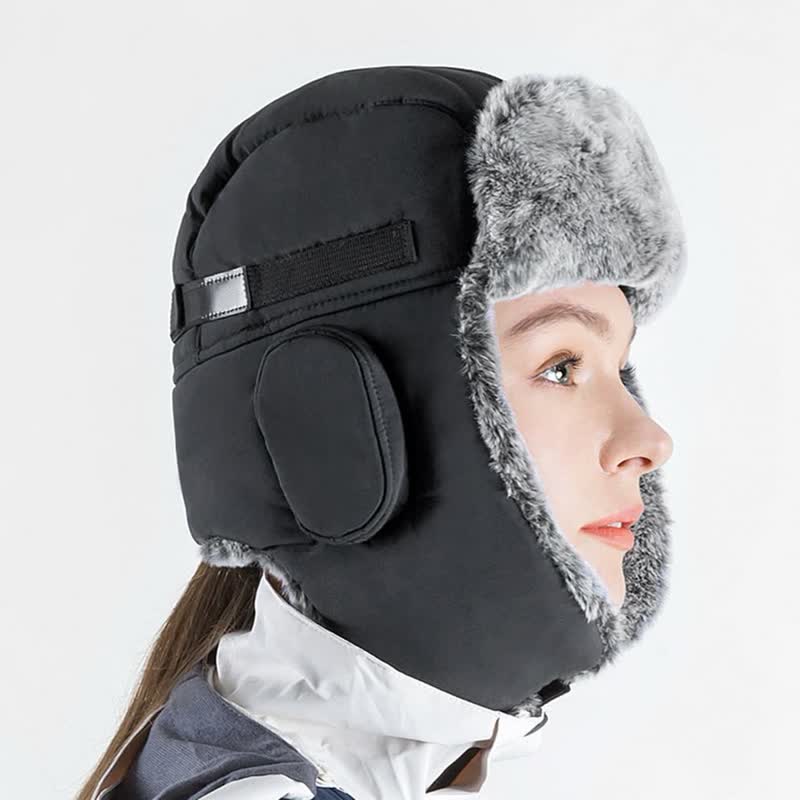 Unisex Outdoor Aviator Cap Kunstfell Trapper Hut Set